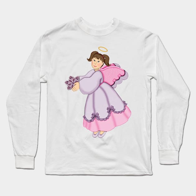 Snowflake Angel Long Sleeve T-Shirt by SpiceTree